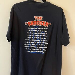 Gildan Black Graphic Tee with Red and White Accents